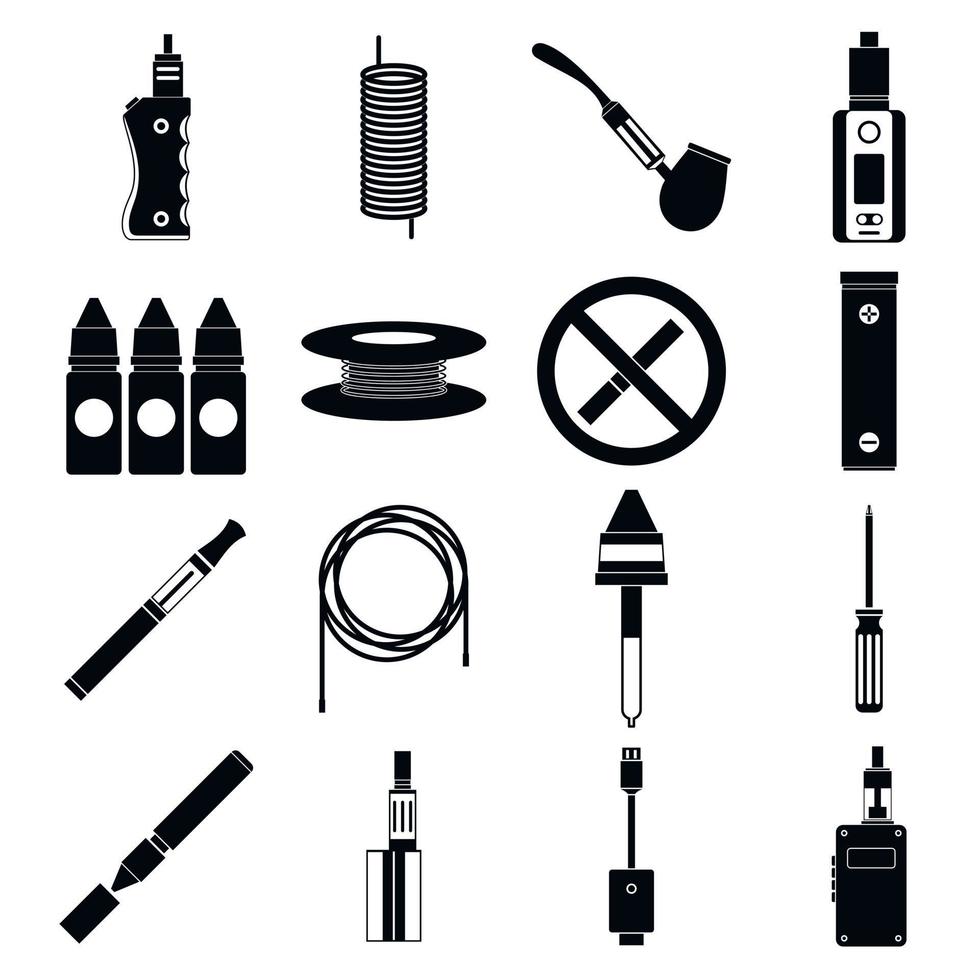 sigarette elettroniche set di icone, stile semplice vettore