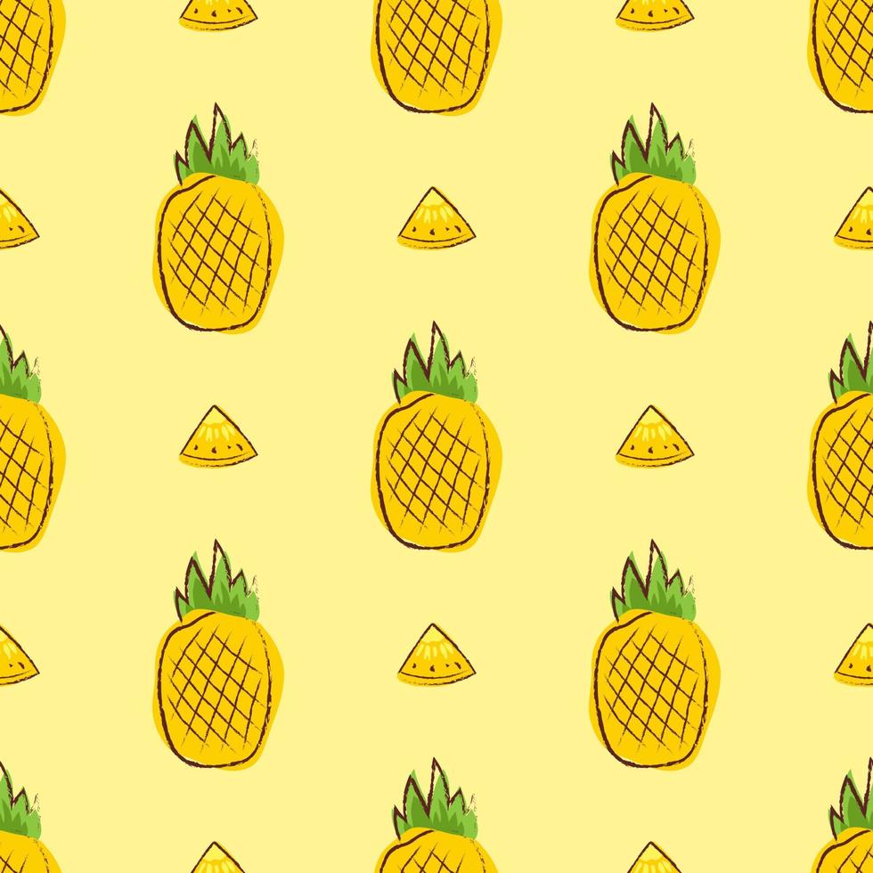 senza cuciture con ananas su sfondo giallo vettore