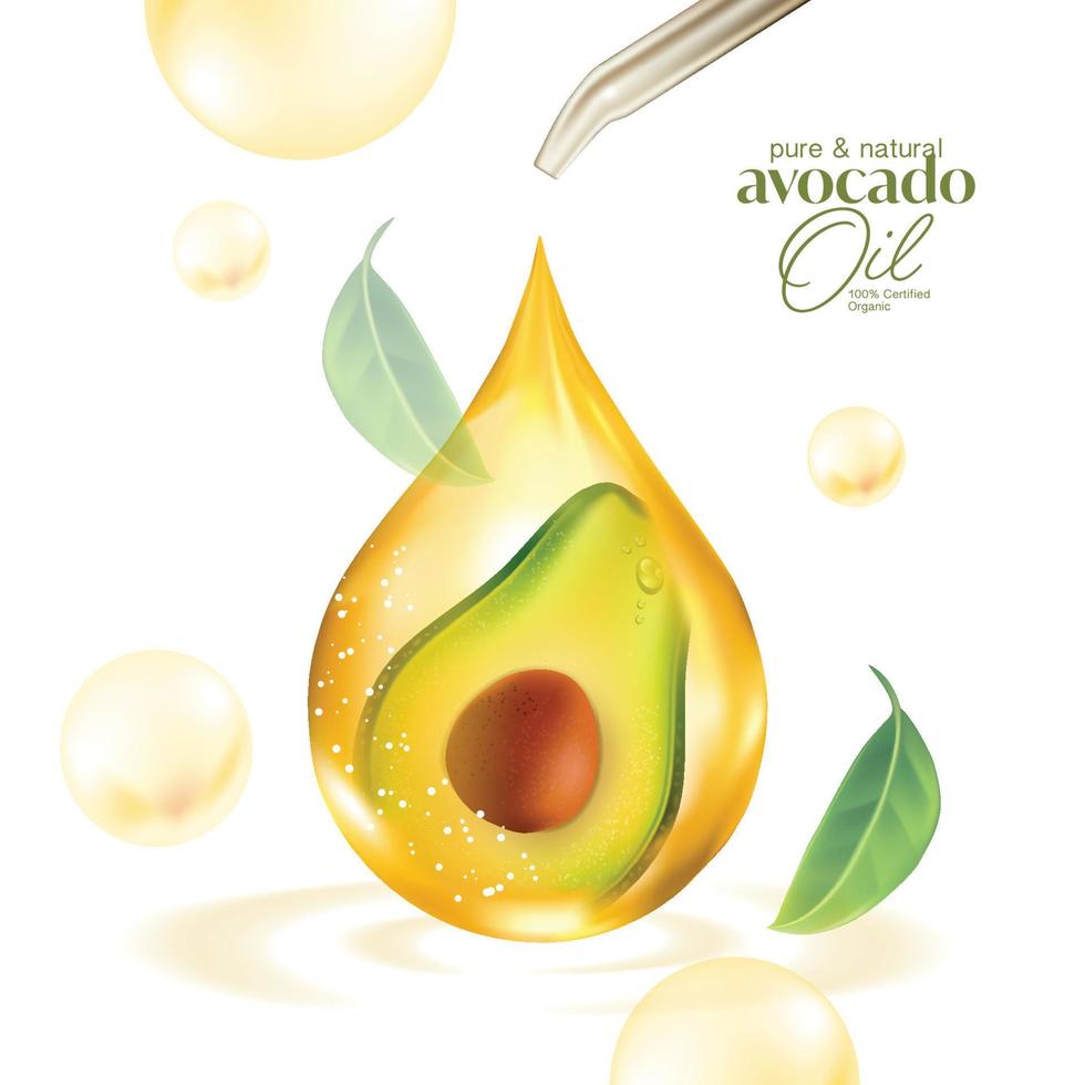 cosmetico naturale per la cura della pelle con olio essenziale di avocado vettore