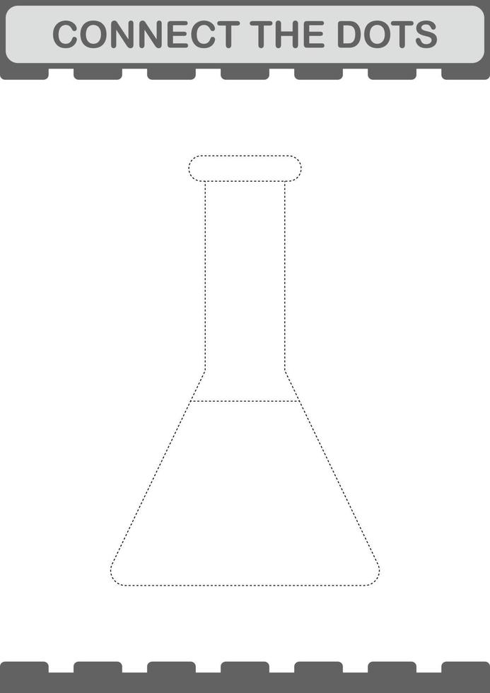 collegare i punti erlenmeyer pallone. foglio di lavoro per bambini vettore