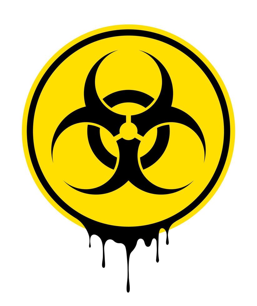 segnale di rischio biologico. simbolo di pericolo. effetto grunge. icona piatta vettoriale