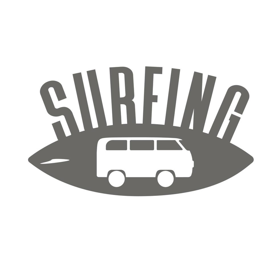 logo del bus di surf su priorità bassa bianca. illustrazione vettoriale. vettore