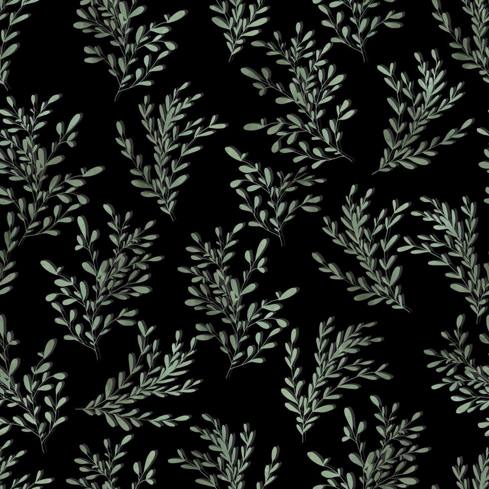 rami dell'acquerello con piccole foglie vector seamless pattern