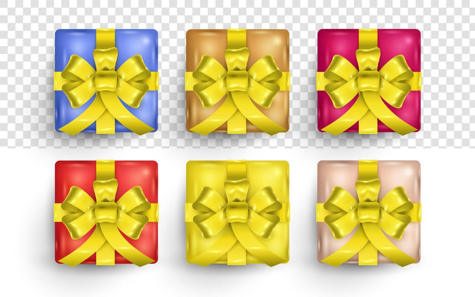 confezione regalo realistica 3d colorata con nastro giallo vettore