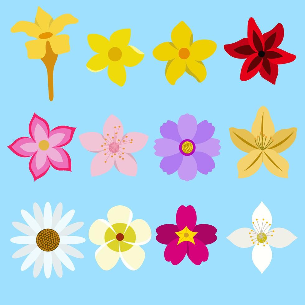 set di illustrazione di fiori piatti vettore