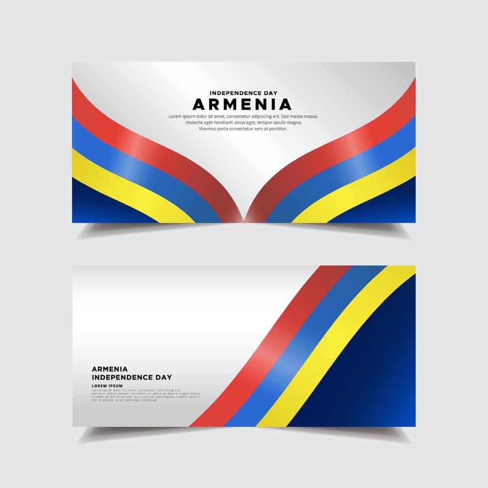 collezione di banner di design per il giorno dell'indipendenza dell'Armenia. giorno dell'indipendenza dell'armenia con vettore di bandiera ondulata.