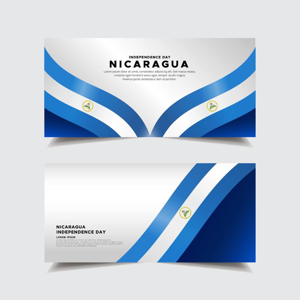 collezione di banner di design per il giorno dell'indipendenza del nicaragua. giorno dell'indipendenza del nicaragua con vettore di bandiera ondulata.