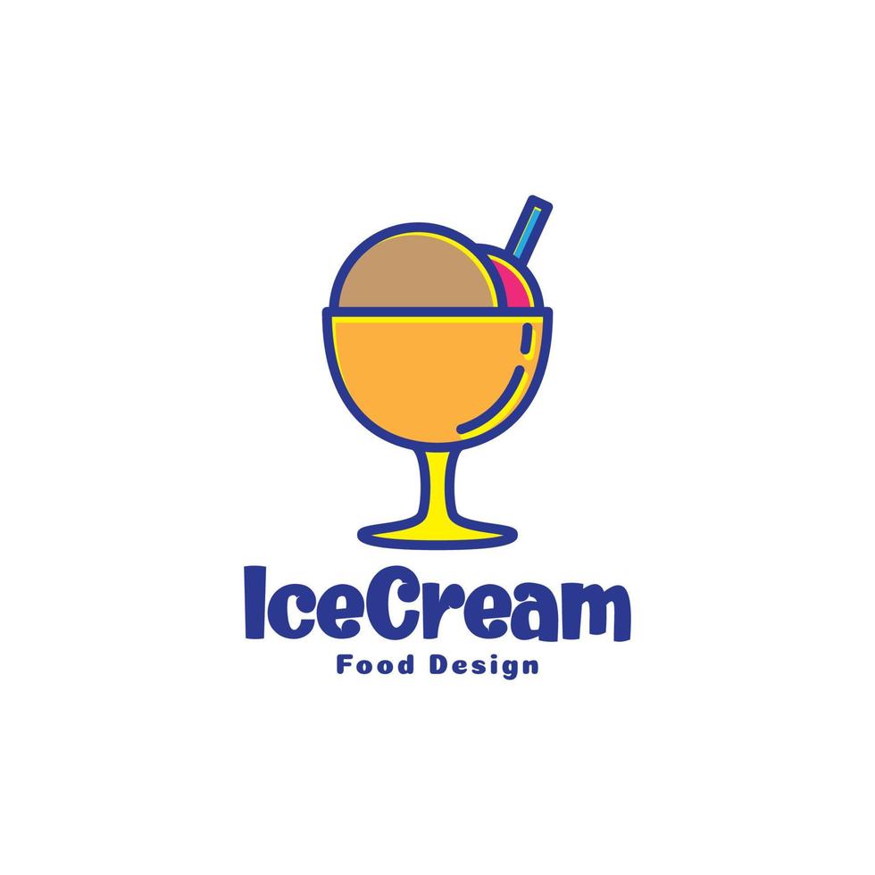 gelato al cioccolato e vaniglia con coppa in vetro logo design vettore grafico simbolo icona illustrazione idea creativa