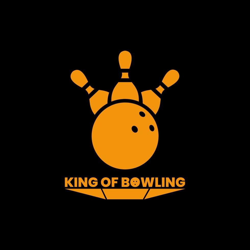 logo del re del bowling, design semplice, unico e moderno vettore