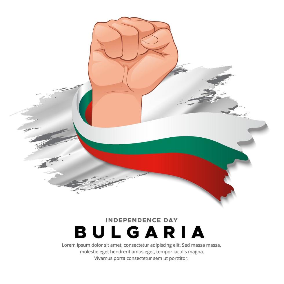 design del giorno dell'indipendenza della bulgaria con bandiera della holding della mano. vettore di bandiera ondulata bulgaria