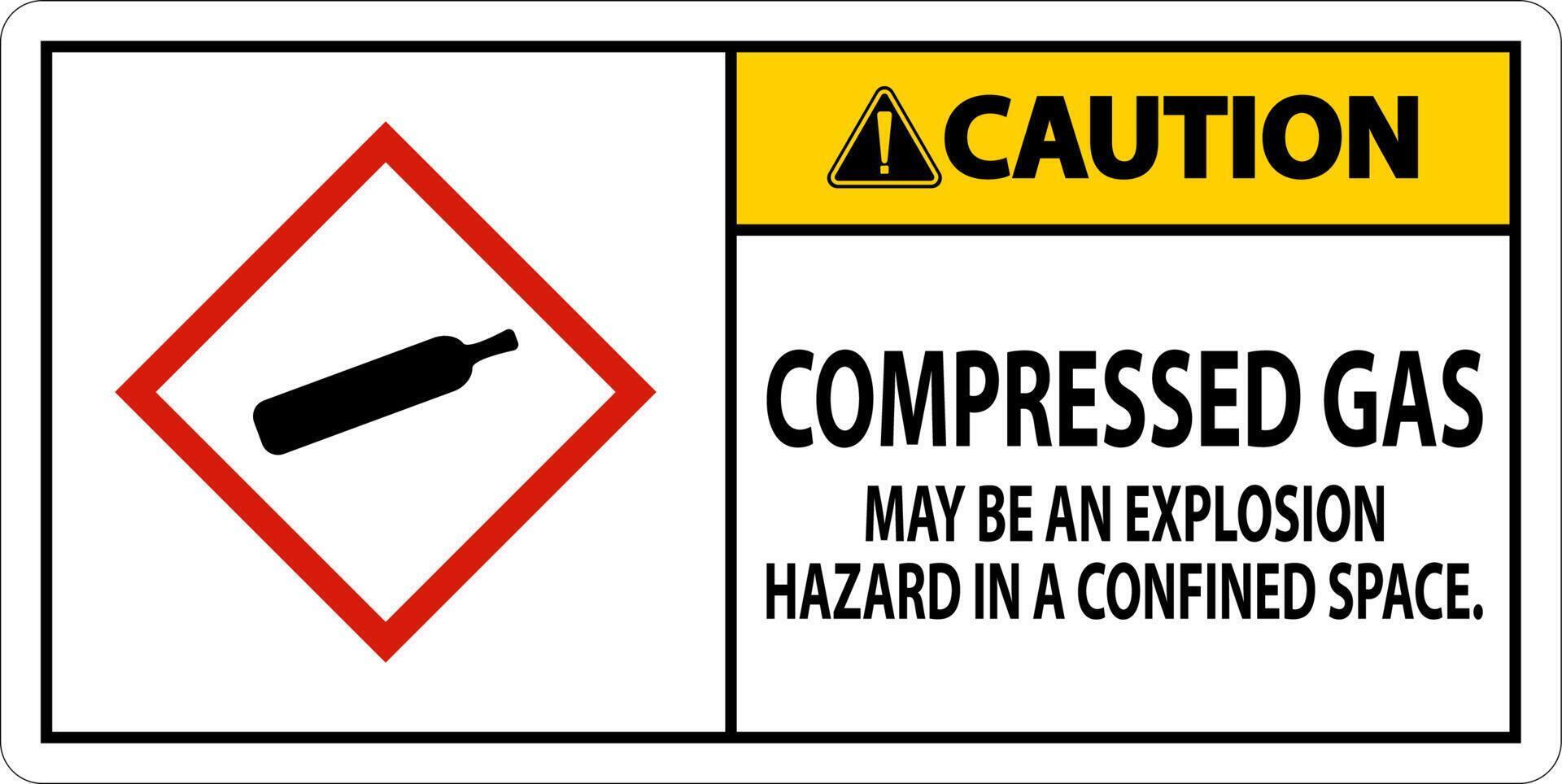 segno di attenzione gas compresso ghs su sfondo bianco vettore