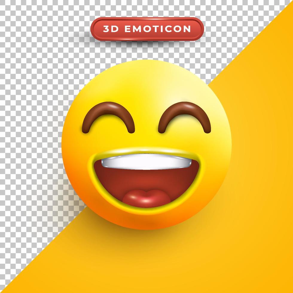 Emoji 3d che chiudono gli occhi ed espressione felice vettore