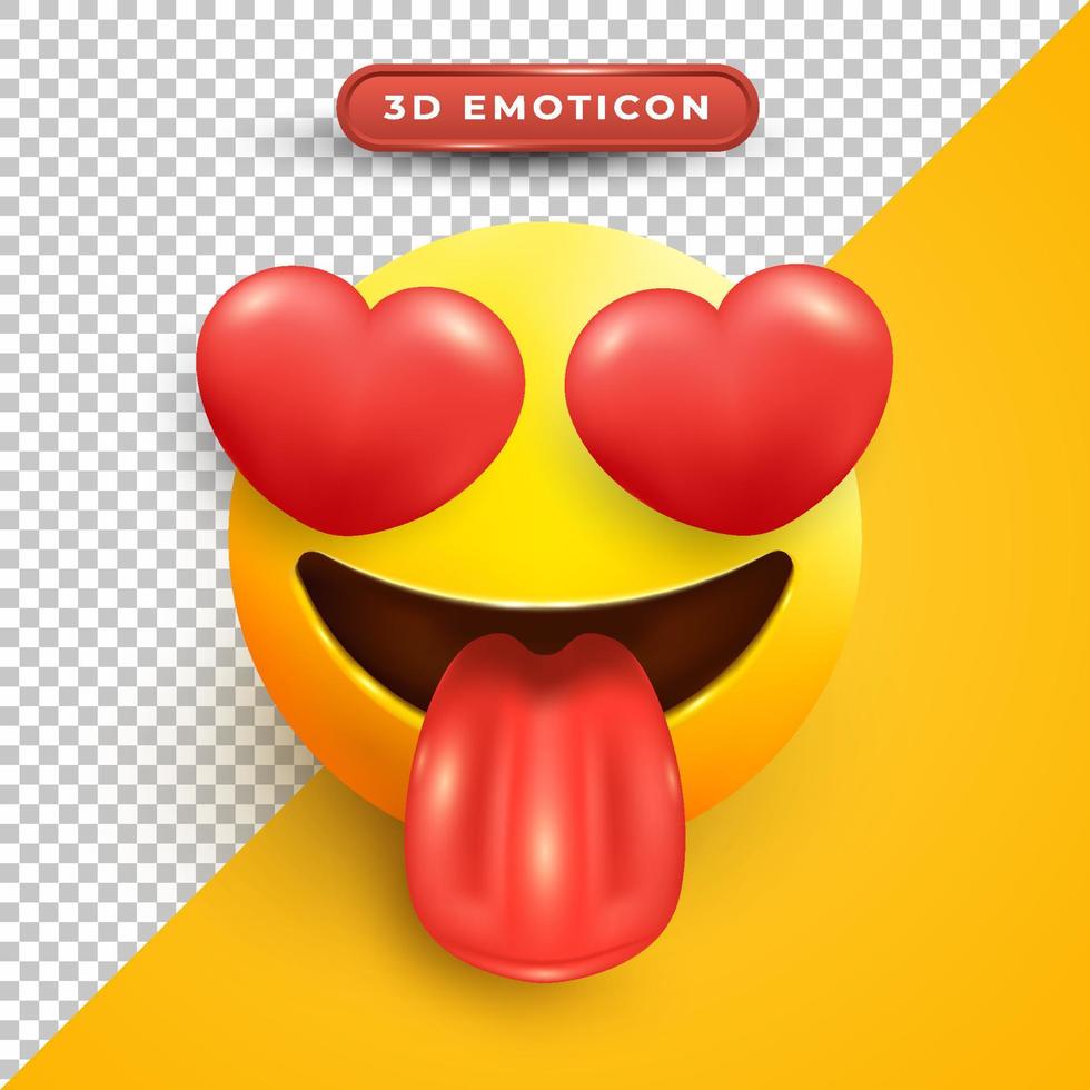 Emoji 3d con la faccia innamorata vettore