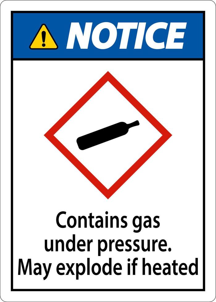avviso contiene gas sotto pressione segno ghs su sfondo bianco vettore