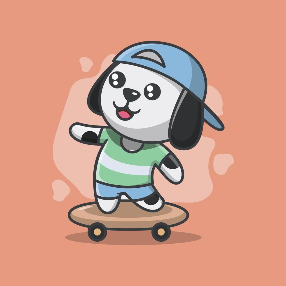 illustrazione di skateboard cane animale carino vettore