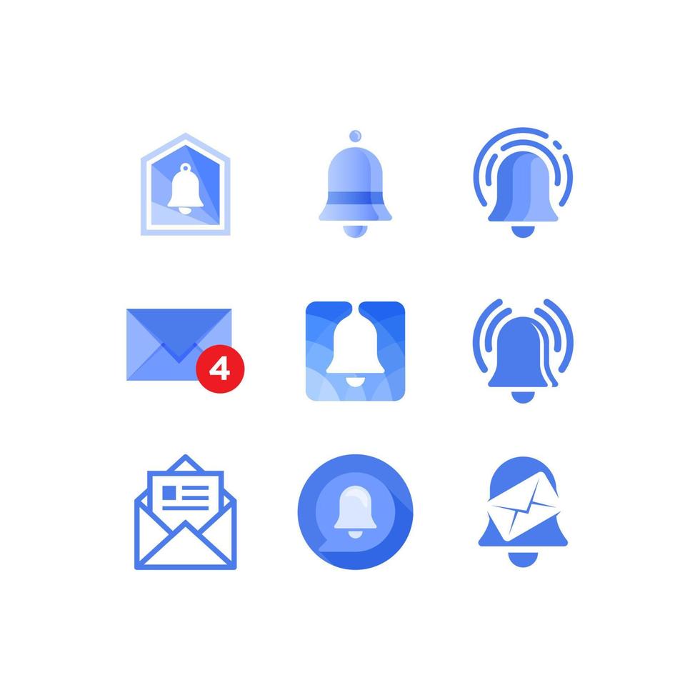 insieme grafico vettoriale del modello di progettazione del logo di notifica