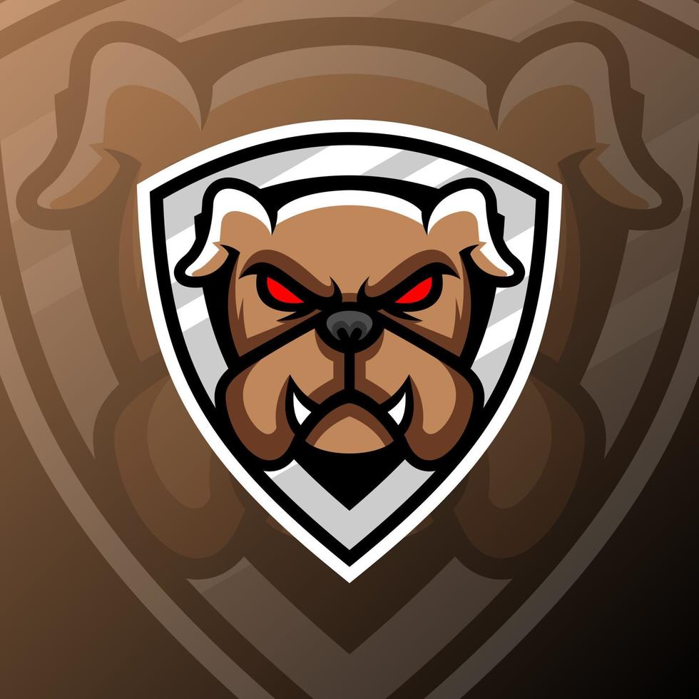 illustrazione grafica vettoriale di un bulldog in stile logo esport. perfetto per la squadra di gioco o il logo del prodotto
