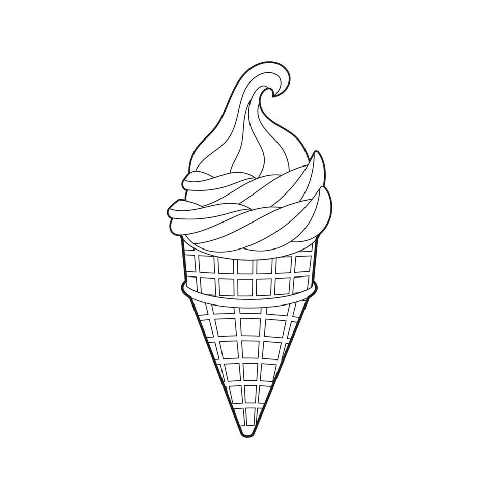 libro da colorare cono gelato. dolci per bambini vettore