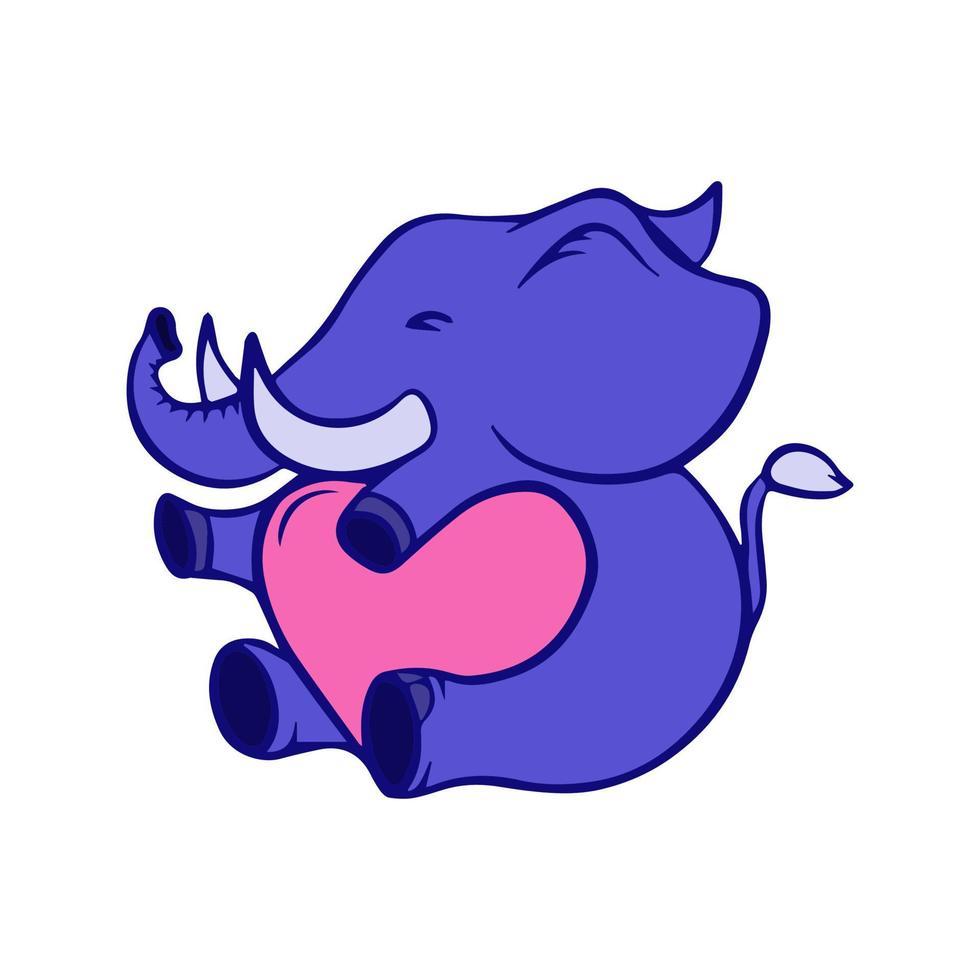 carino elefantino con amore cartone animato disegnato a mano stile illustrazione vettoriale gratuito