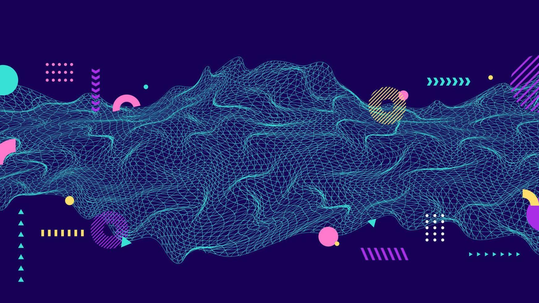 tecnologia astratta futuristico digital blue mesh background e texture con elementi geometrici vettore