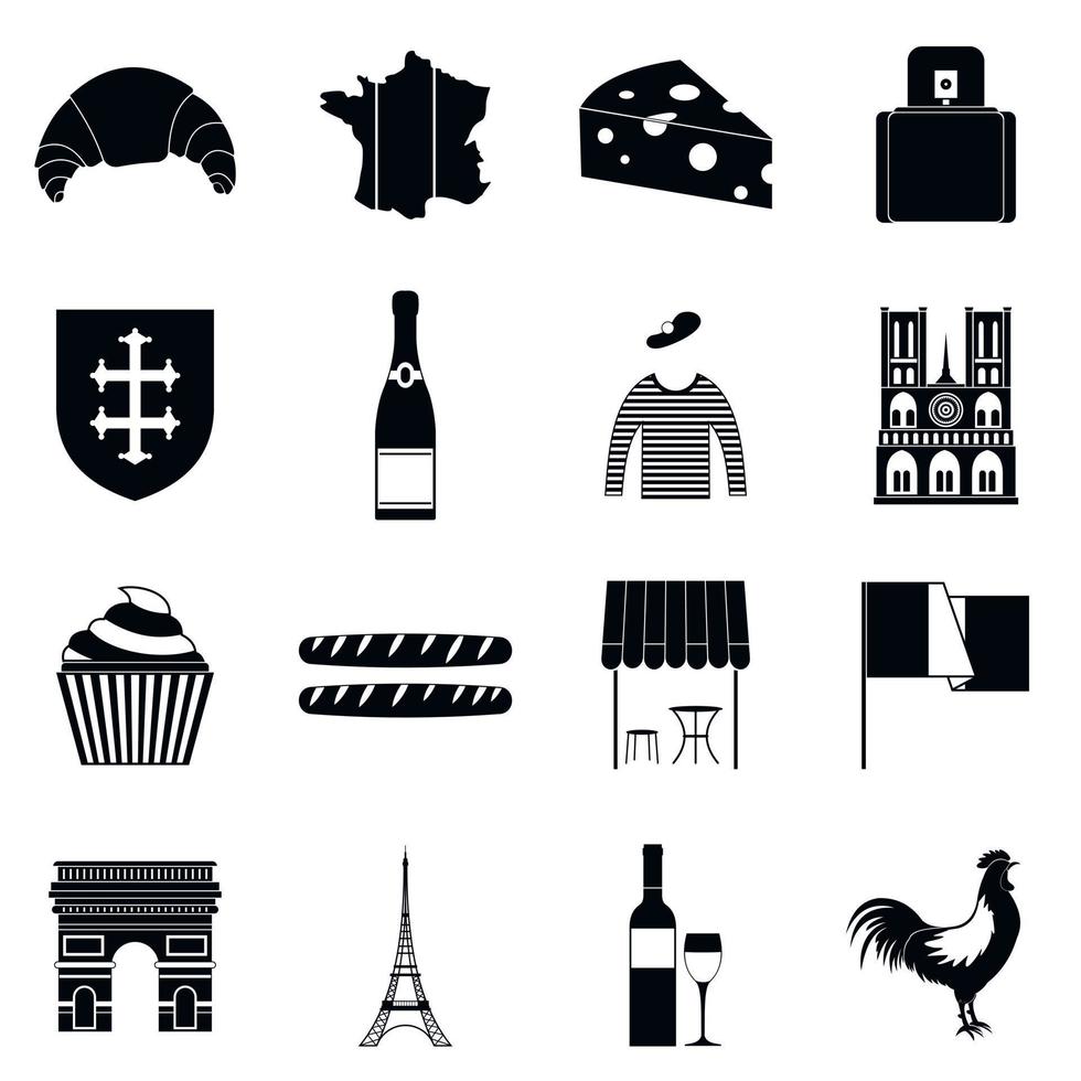icone semplici nere della francia vettore