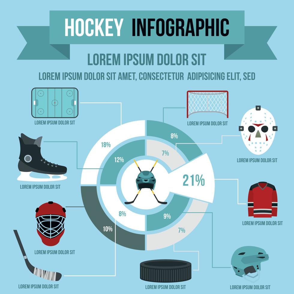 infografica hockey, stile piatto vettore