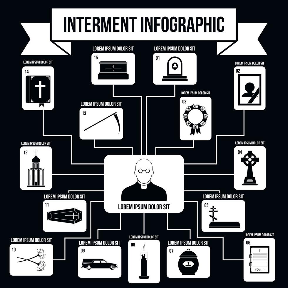 elementi infografici di sepoltura, stile semplice vettore