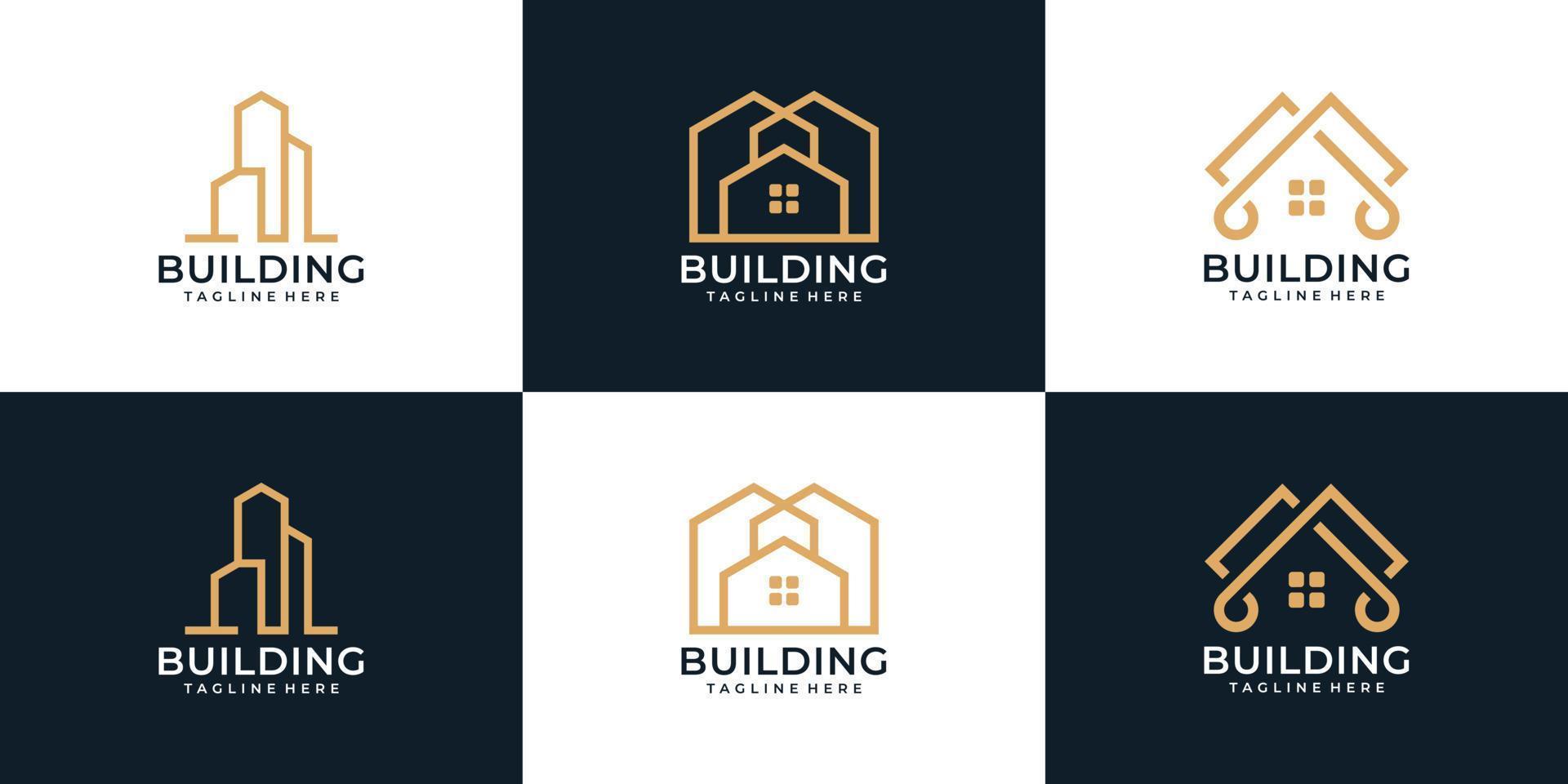 logo di costruzione di architettura residenziale di lusso per l'azienda vettore