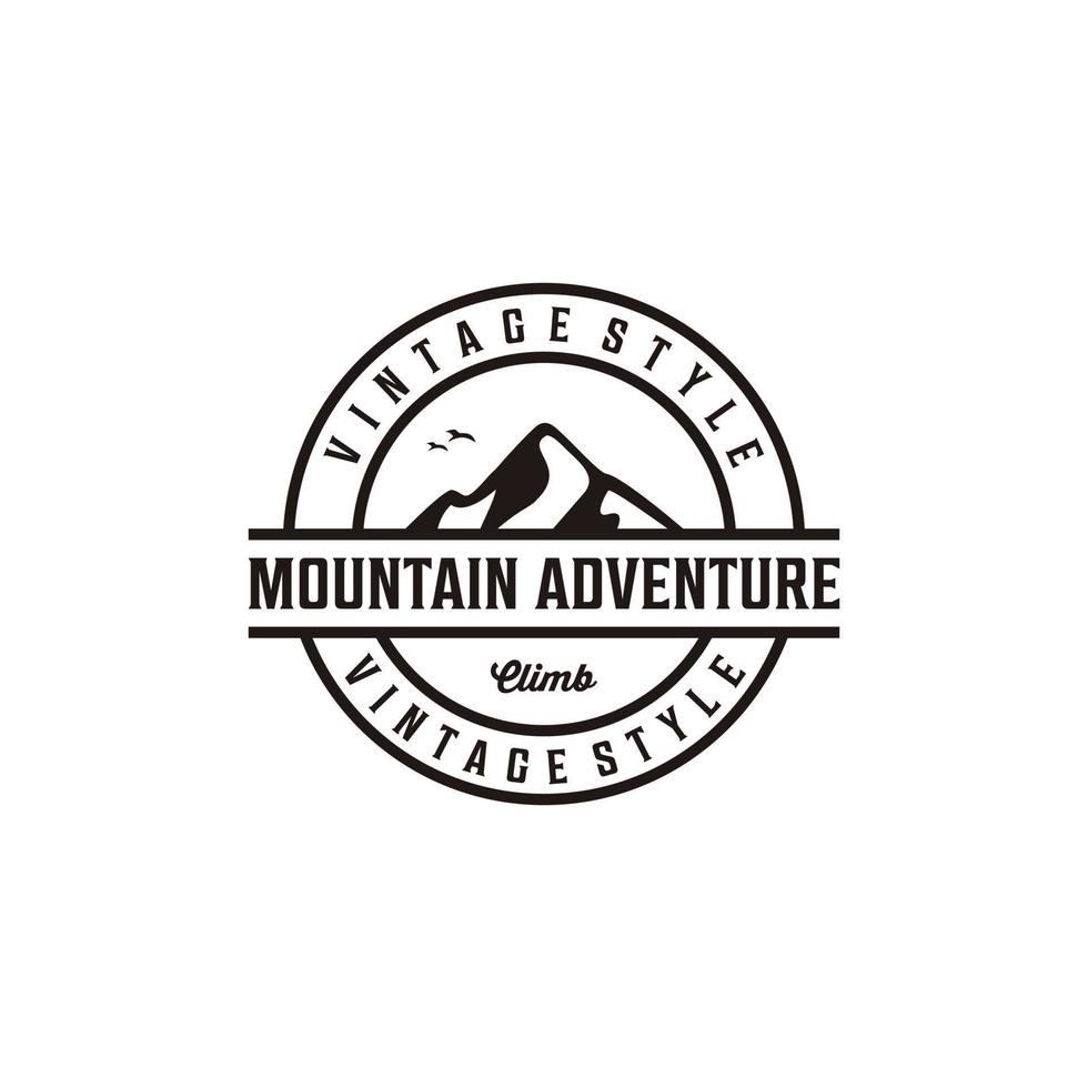 design del logo della siluetta retrò vintage distintivo avventura in montagna vettore