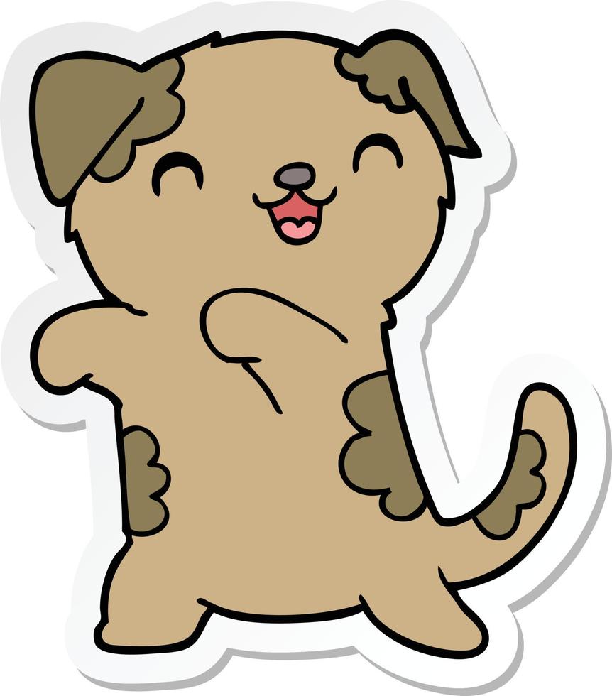 adesivo di un simpatico cucciolo di cartone animato vettore