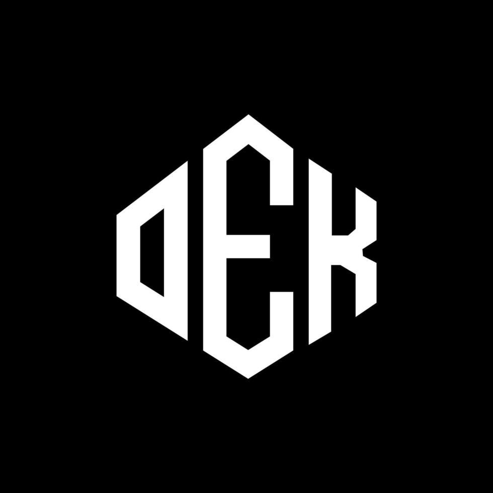 oek lettera logo design con forma poligonale. oek poligono e design del logo a forma di cubo. oek modello di logo vettoriale esagonale colori bianco e nero. monogramma oek, logo aziendale e immobiliare.