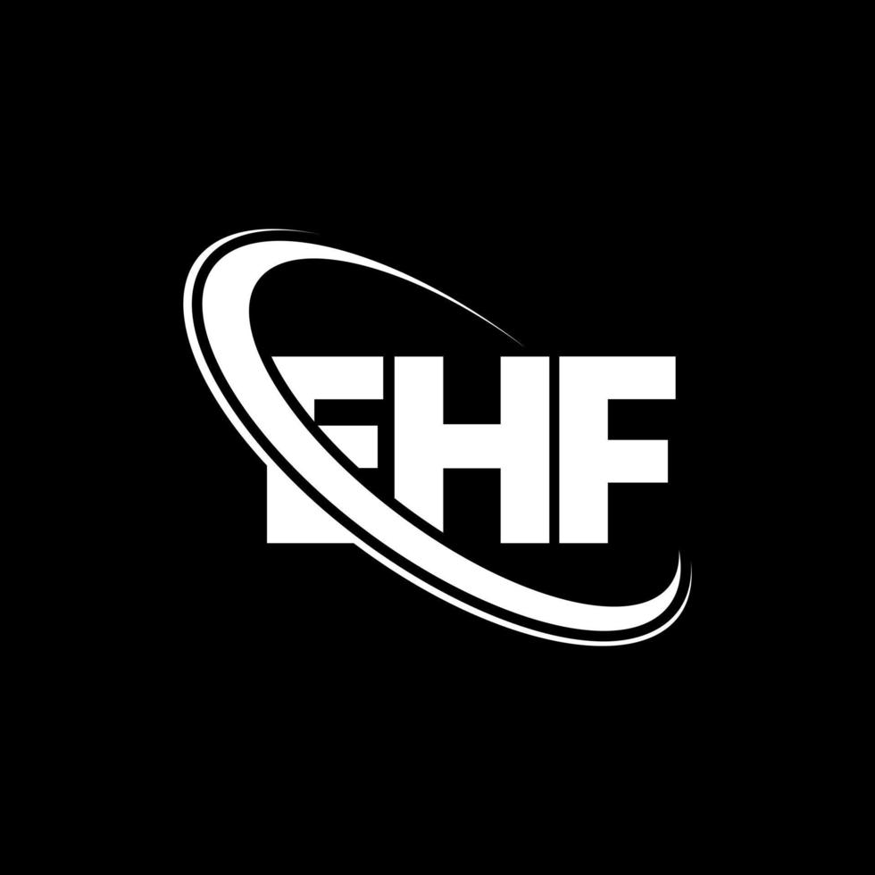logo ehf. ehf lettera. design del logo della lettera ehf. iniziali ehf logo legate a cerchio e logo monogramma maiuscolo. tipografia ehf per il marchio tecnologico, commerciale e immobiliare. vettore