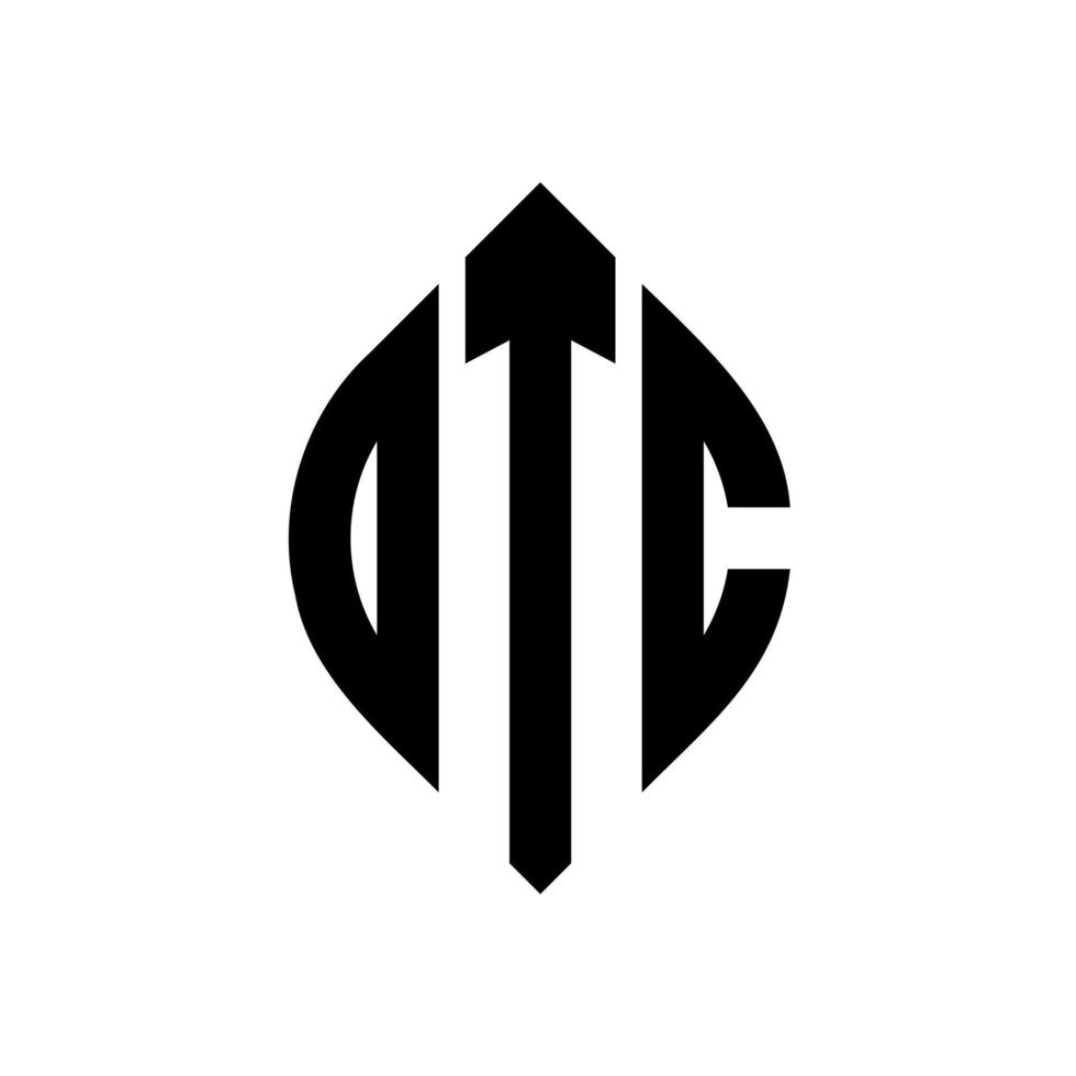 design del logo della lettera del cerchio otc con forma circolare ed ellittica. otc lettere ellittiche con stile tipografico. le tre iniziali formano un logo circolare. otc cerchio emblema astratto monogramma lettera marchio vettore. vettore