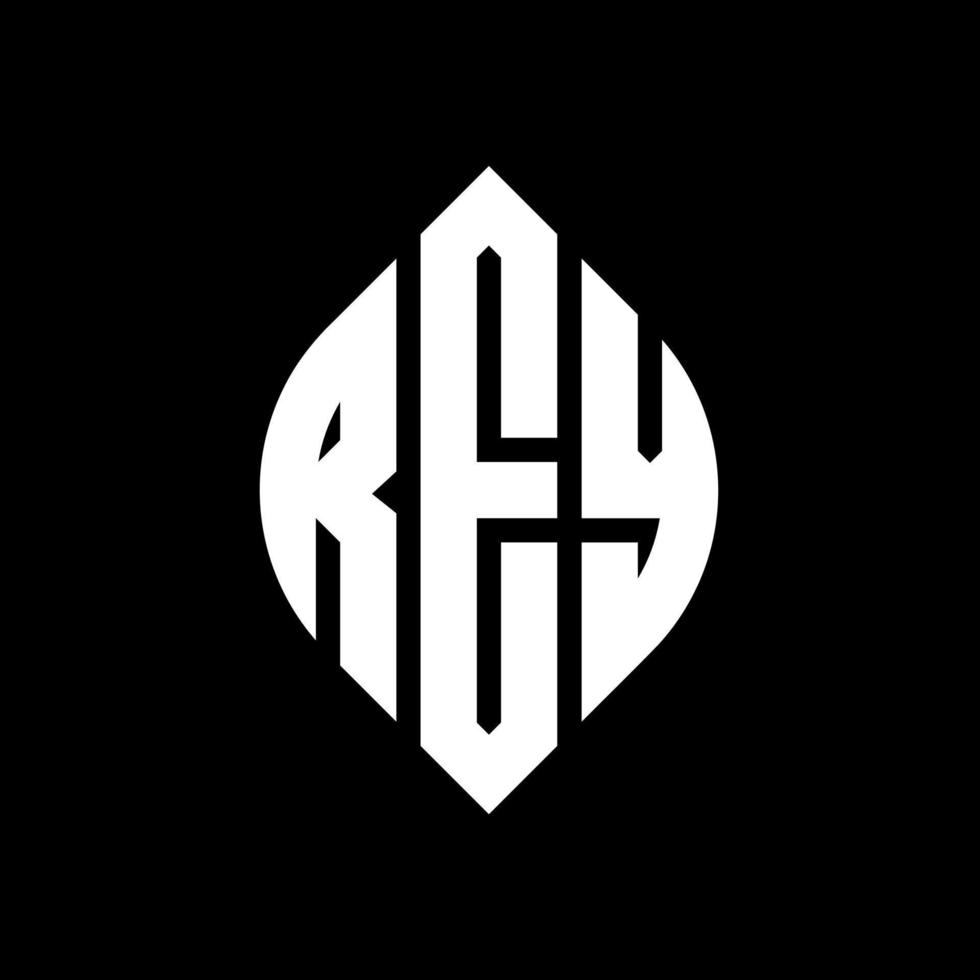 design del logo della lettera del cerchio rey con forma circolare ed ellittica. lettere ellittiche rey con stile tipografico. le tre iniziali formano un logo circolare. vettore del segno della lettera del monogramma astratto dell'emblema del cerchio di rey.
