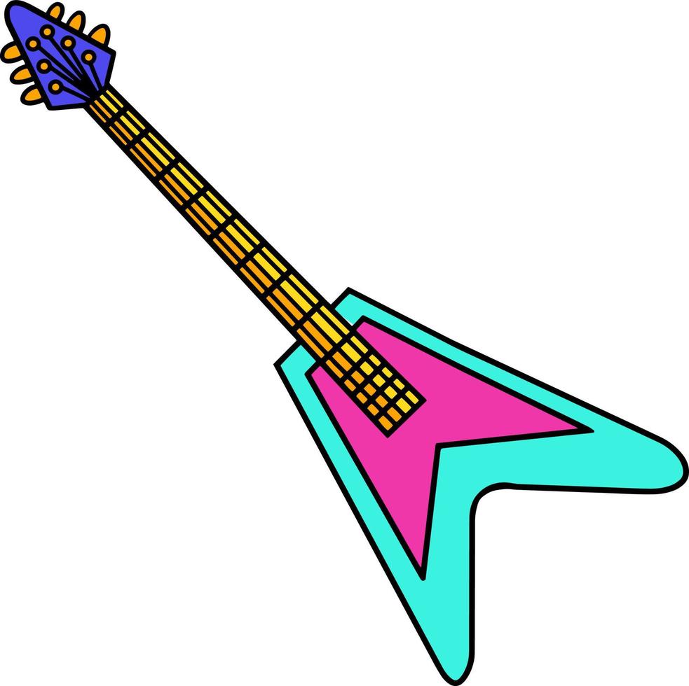 illustrazione clipart colorata del fumetto della chitarra vettore