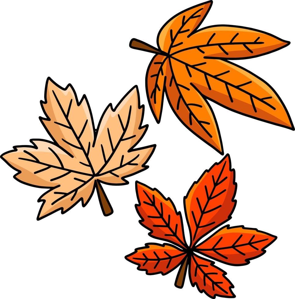 illustrazione clipart colorata del fumetto delle foglie di autunno vettore
