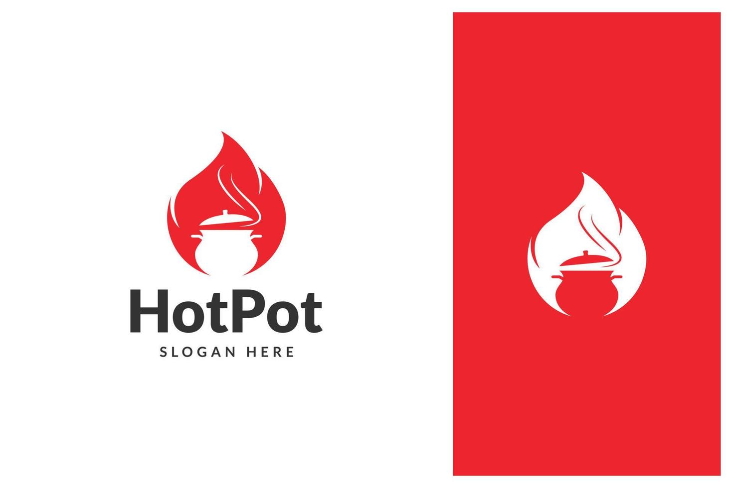pentola calda, design del logo di cucina vettore