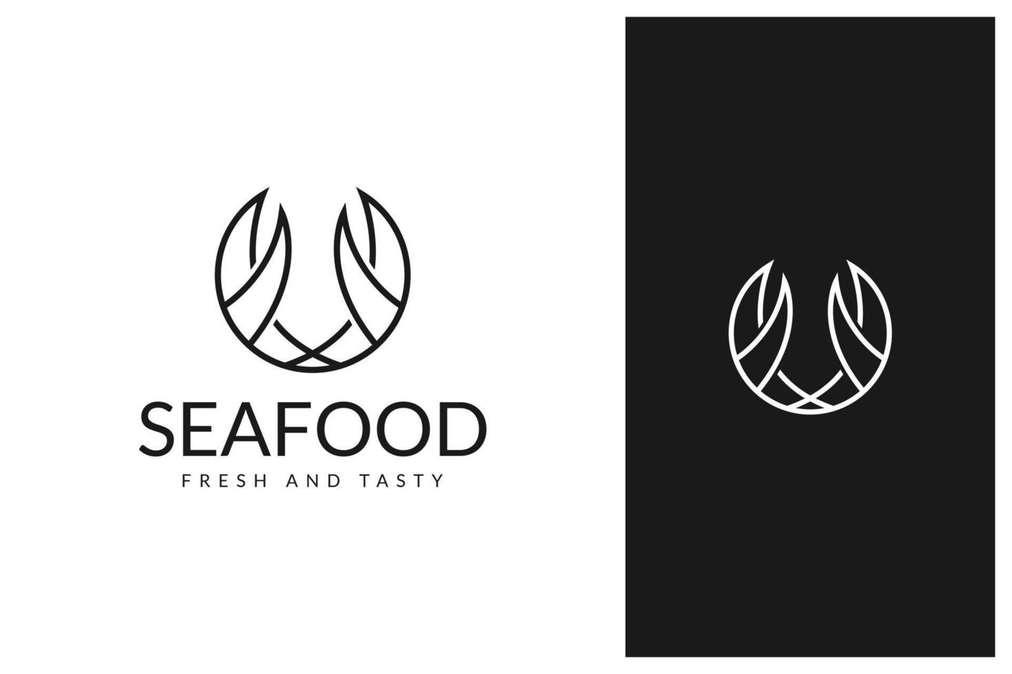 aragosta, artiglio di aragosta, logo design di frutti di mare vettore