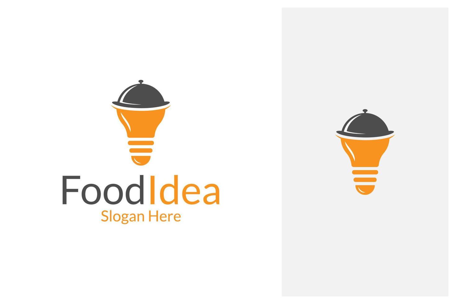 lampadina e coperchio mobile per alimenti. design del logo dell'idea del cibo vettore