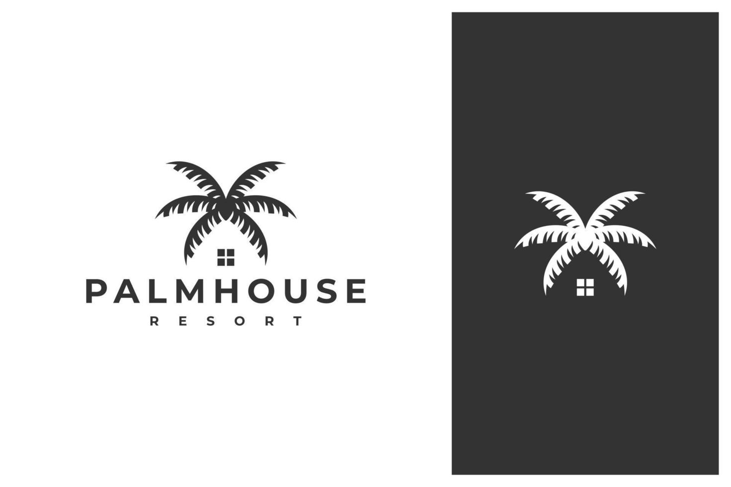 design creativo del logo della casa delle palme vettore