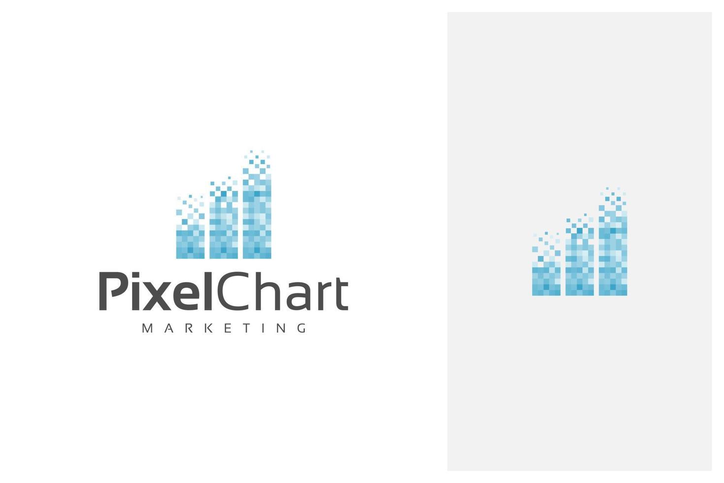 design del logo della barra del grafico aziendale di statistiche con stile pixel art vettore