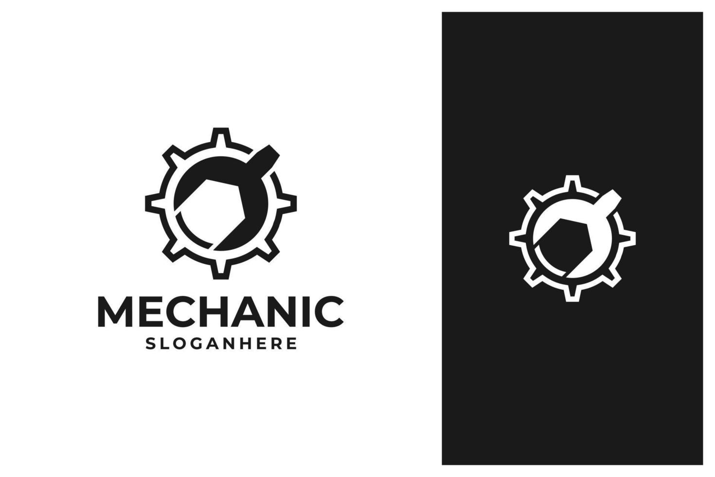 design del logo di ingranaggi e chiavi vettore