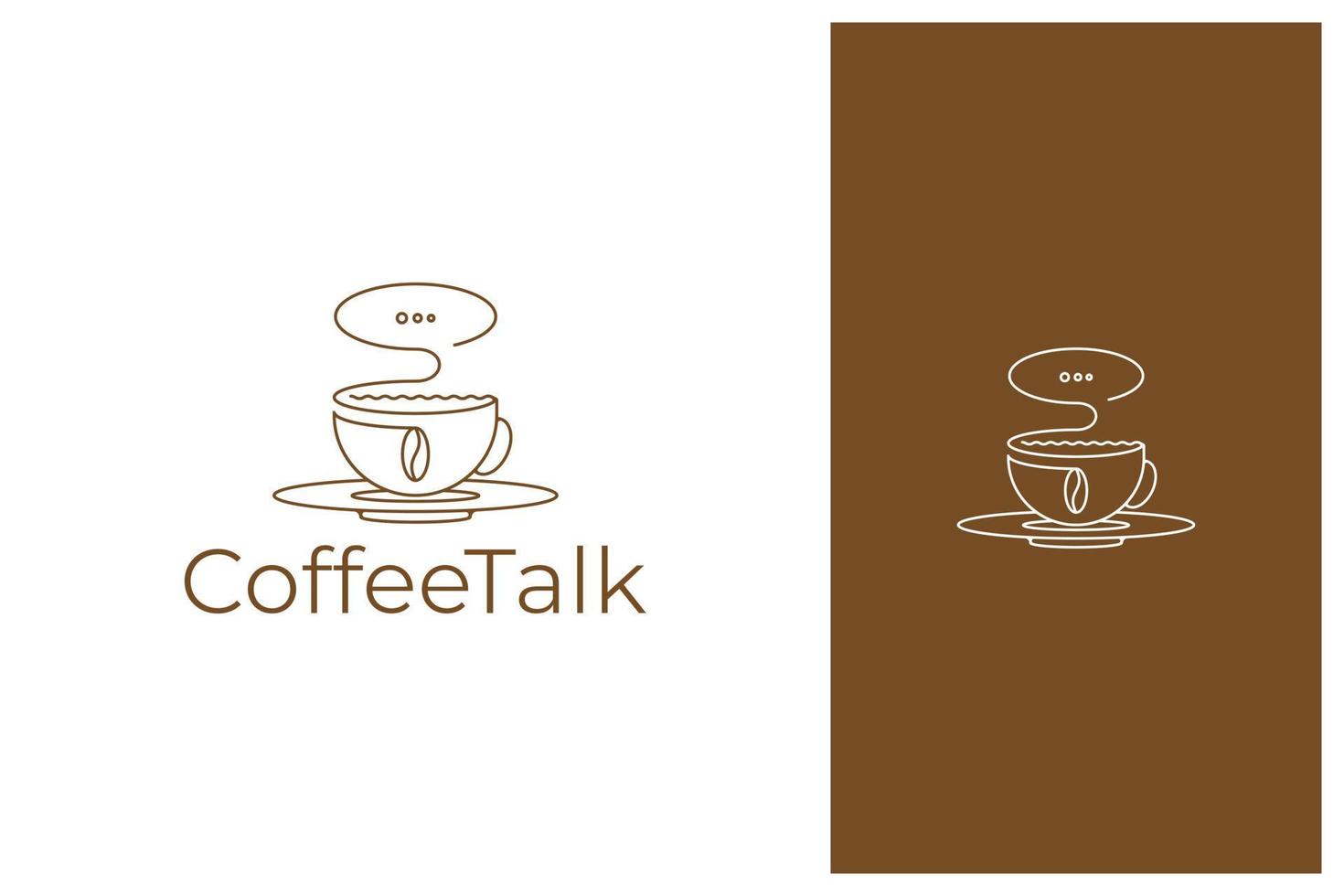 vettore di progettazione del logo di conversazione del caffè. icona del fumetto della tazza di caffè e della chat