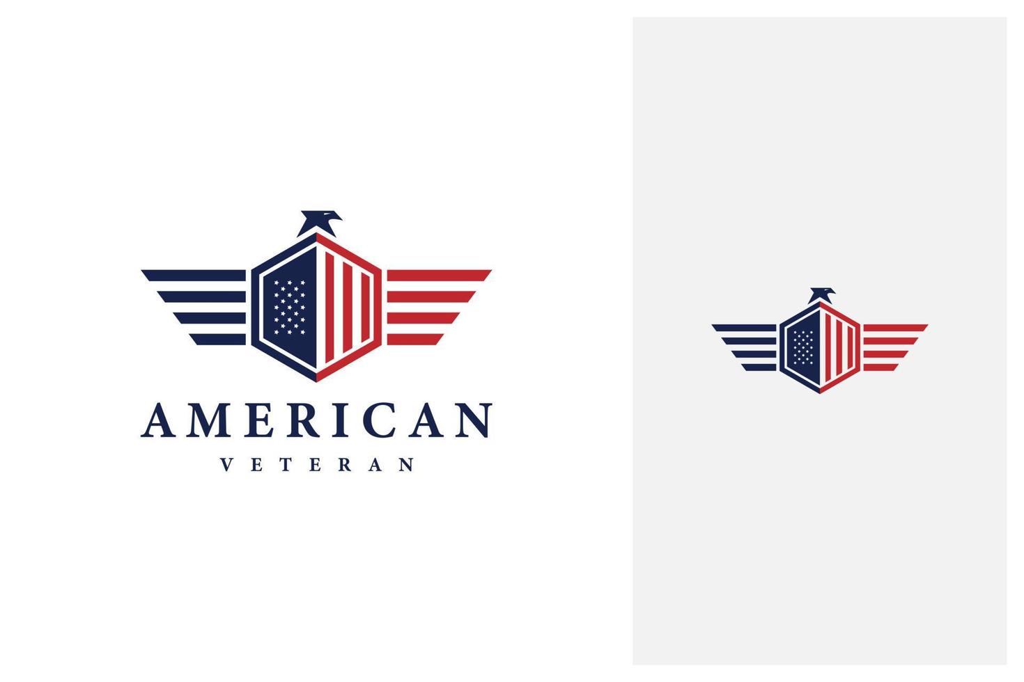 vettore di progettazione del logo dell'emblema nazionale patriottico dello scudo del veterano americano