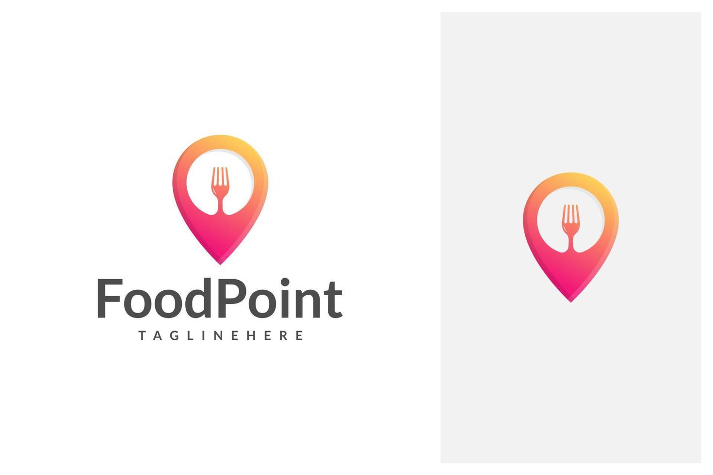 vettore di progettazione del logo dell'icona del punto o della posizione del cibo