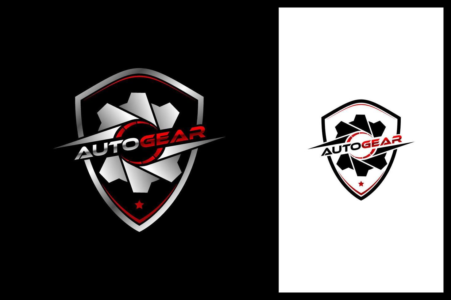 logo dell'ingranaggio, design del logo distintivo dell'emblema automobilistico o meccanico vettore