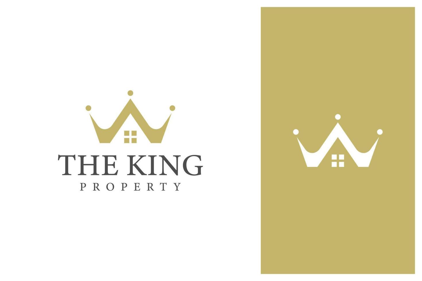 design del logo della corona e della casa per il settore immobiliare vettore
