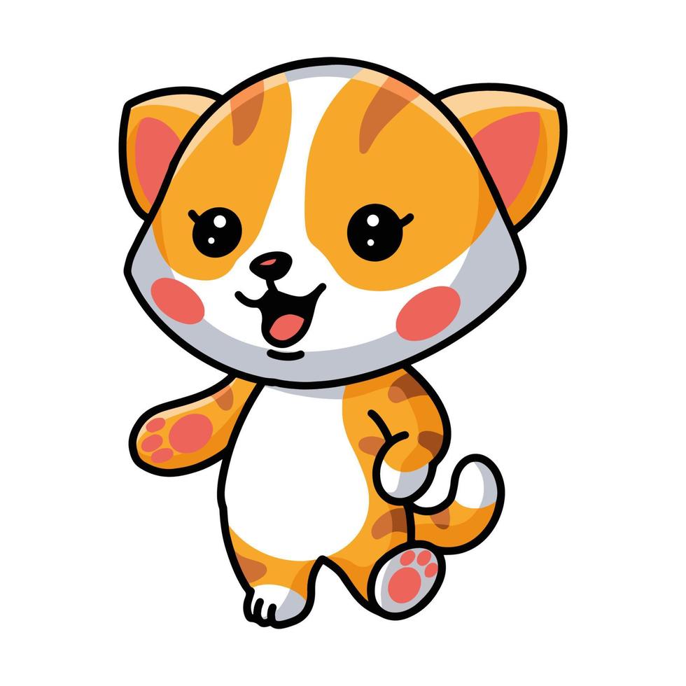 carino piccolo gatto arancione cartone animato in posa vettore