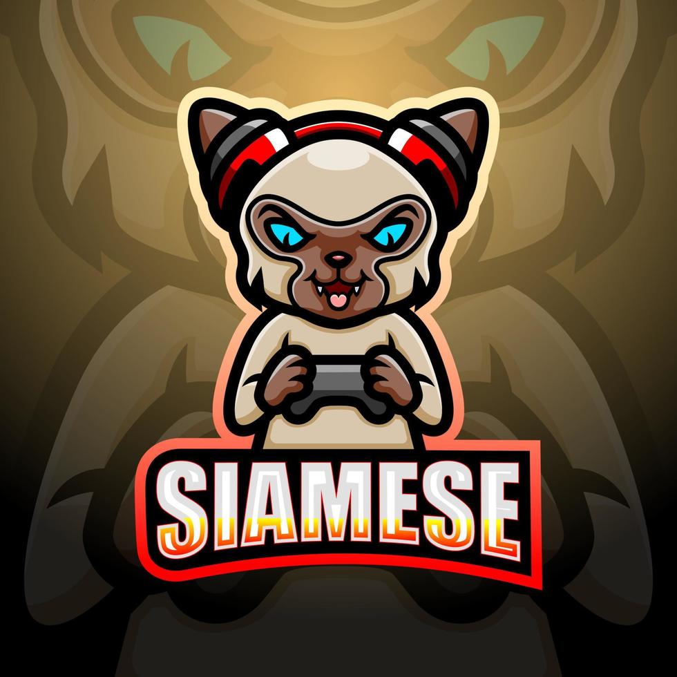 design della mascotte del giocatore siamese vettore