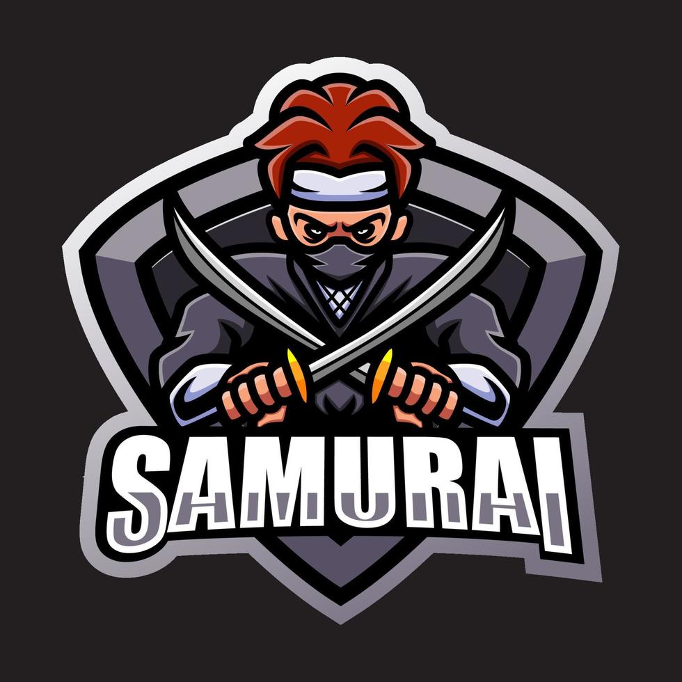 disegno della mascotte del samurai vettore